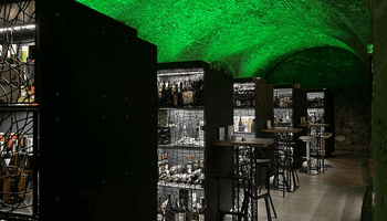 An image illustrating an underground wine cellar.