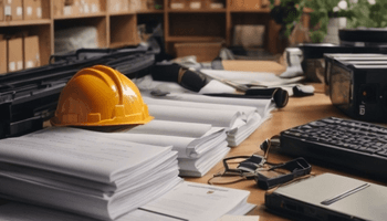 An illustration of bidding documents on desk.