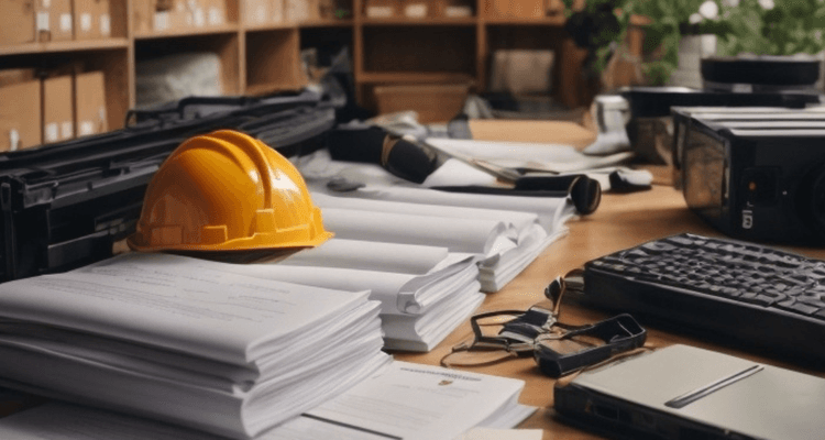 An illustration of bidding documents on desk.