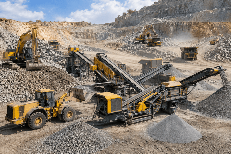 Mining operation in a quarry pit