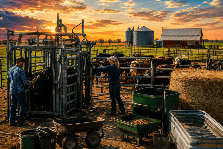 Golden hour on a working farm