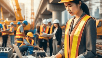 An illustration image of women in construction.