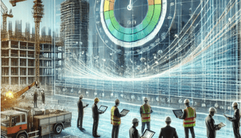 construction site where engineers and project managers analyze a velocity diagram