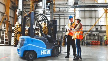 electric forklift operating in a warehouse