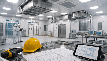 Cleanroom construction in progress.