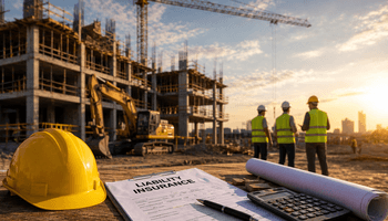 Construction site during golden hour.