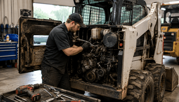Mechanic working on heavy machinery