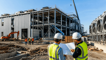 Industrial construction site in action