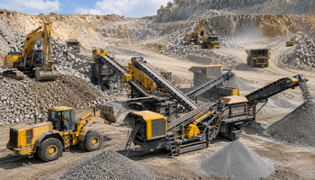 Mining operation in a quarry pit