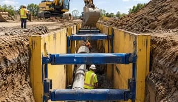 Pipeline Trenching with Safety Shoring