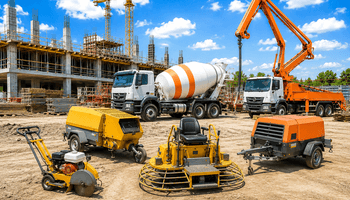 Busy construction site under clear sky