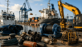 Industrial harbor dockyard panorama