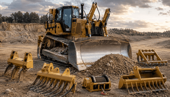 Construction machinery at golden hour