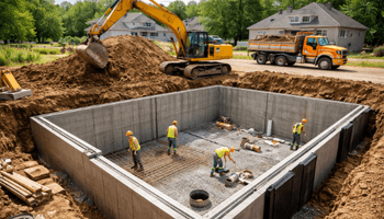 Excavation and foundation work in progress