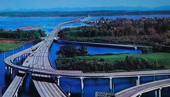 Evergreen point floating bridge in Washington USA.